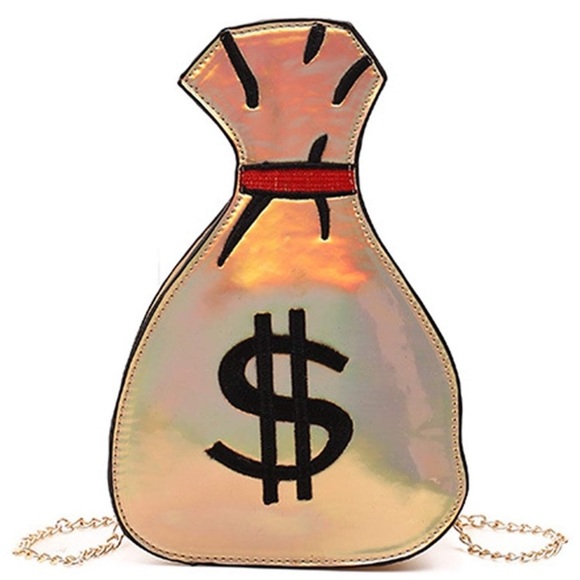 - $$✨ GOLD UNIQUE MONEY BAGS PURSE *NWT* $$✨ - Picture 2 of 8
